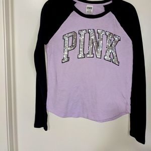 PINK VICTORIA SECRET JERSEY T SHIRT WITH BLING